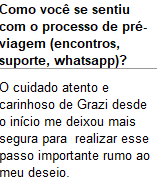 Depoimento — processo de pré-viagem